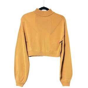 Moussy Yellow Crew Neck Sweater with Balloon Sleeves